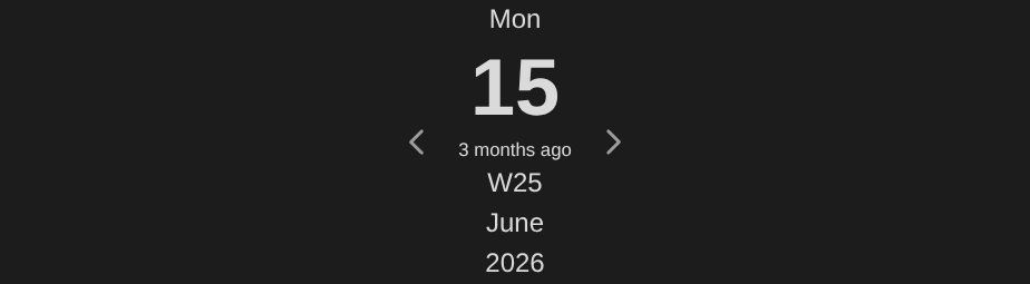 A navigation block showing only Monday 15 June 2026, with an arrow on each side
