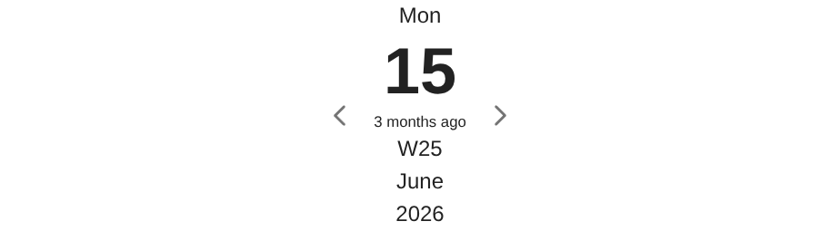 A navigation block showing only Monday 15 June 2026, with an arrow on each side