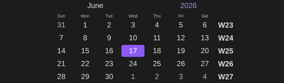 Month timeline