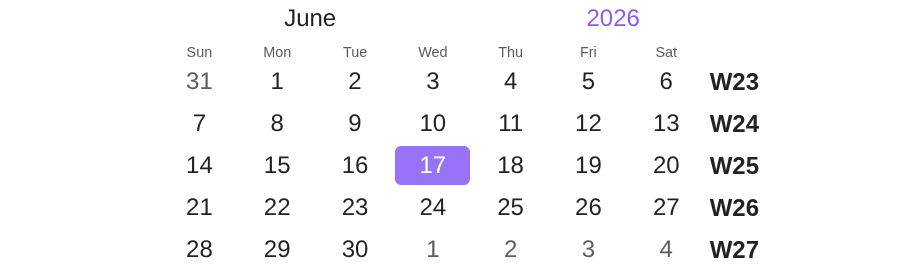 Month timeline